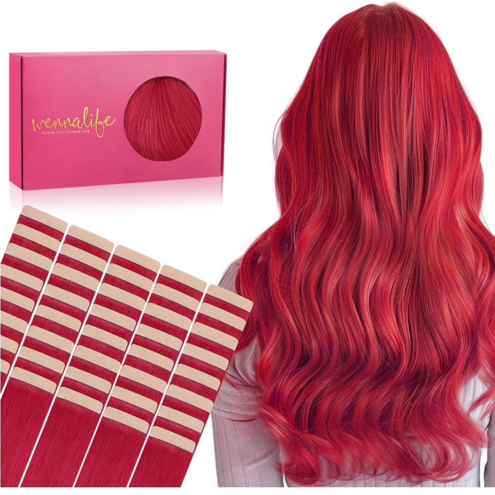 100% Human Hair! 20 inch! Vibrant Scarlet Hair Extensions